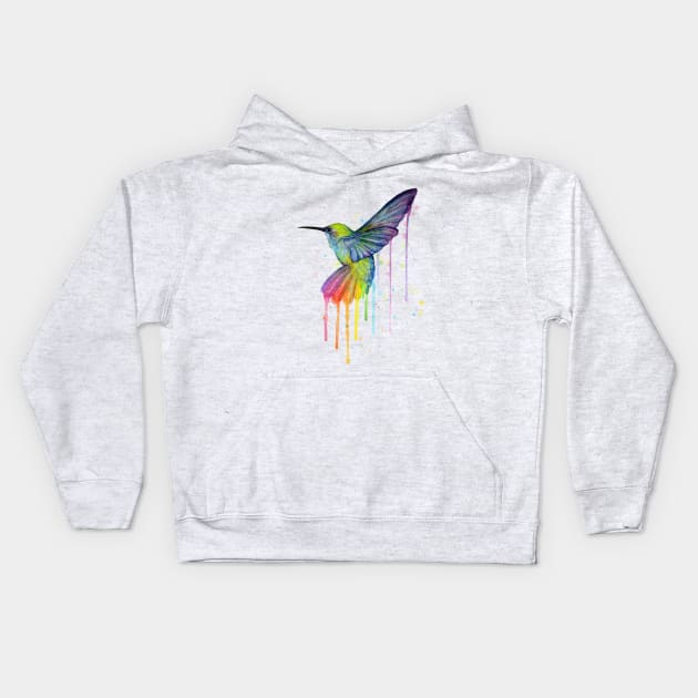 Rainbow Hummingbird Kids Hoodie by Olechka